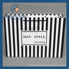 Bolsa de papel Black Stripes para ropa de moda (CMG-MAY-044)